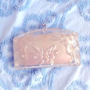 Lucite Clear Cream Clutch Vintage 1960s